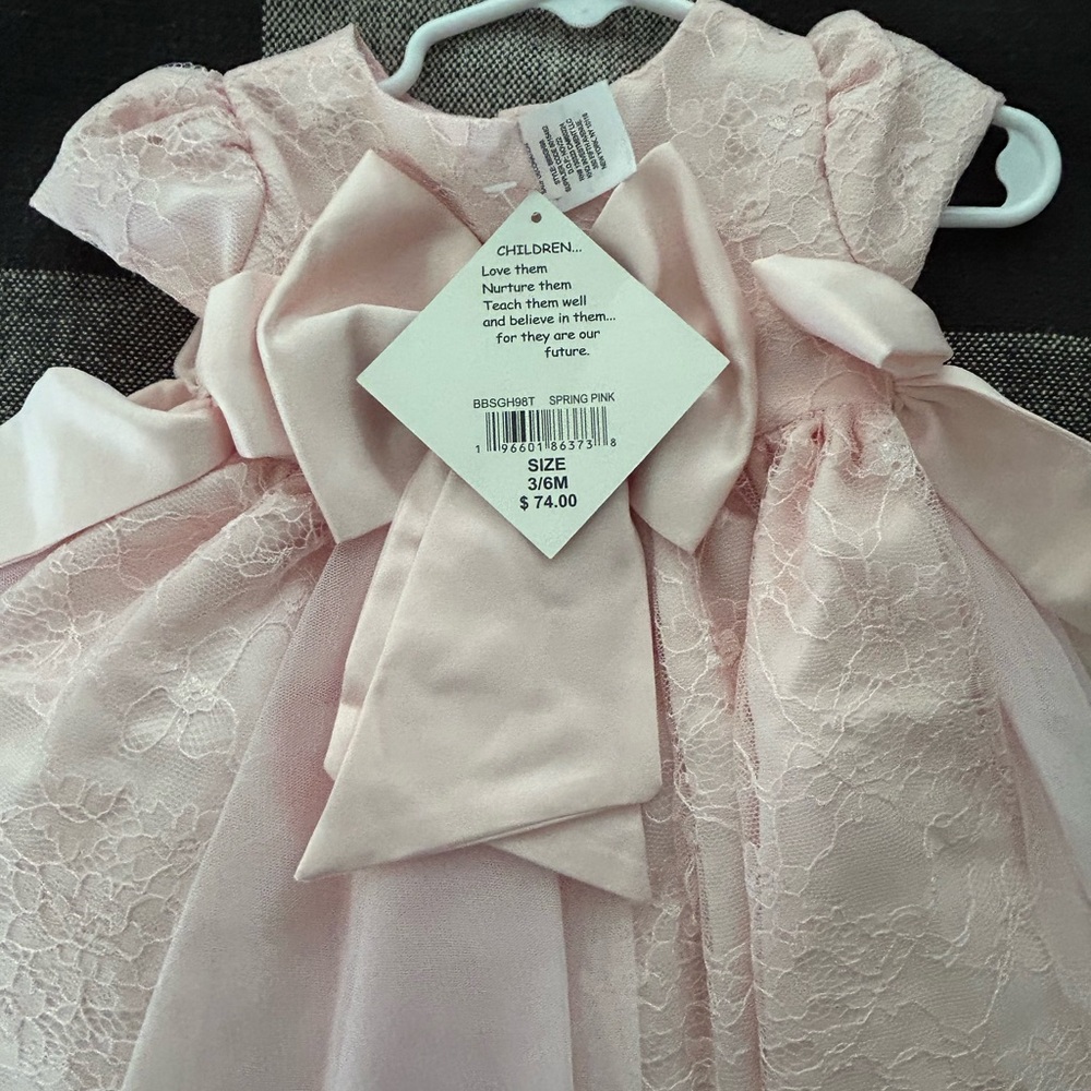 Pink Lace Dress with Bow